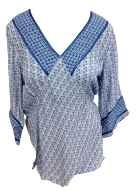 NEW Boho Bohemian Peasant Blouse Top Angeline Boutique Blue Sequin