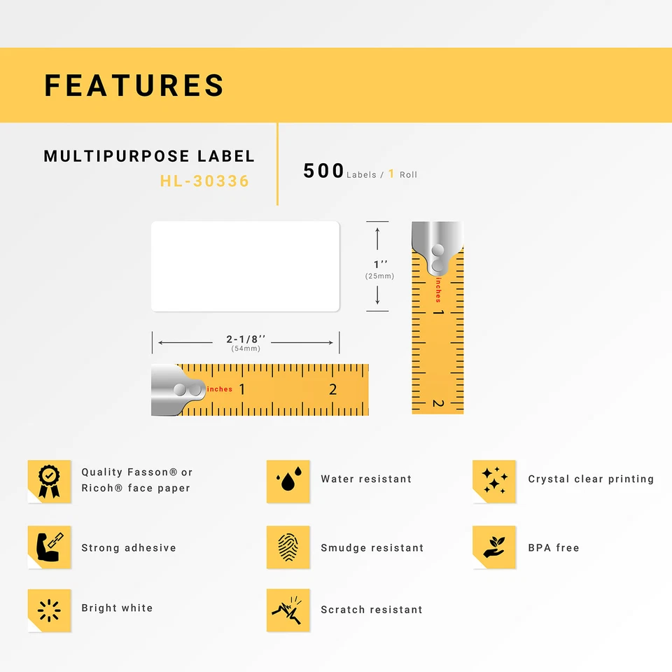 DYMO 30336 Direct Thermal Multipurpose Labels (1" x 2-1/8") - (200) Rolls of 500 - Image 4 of 4