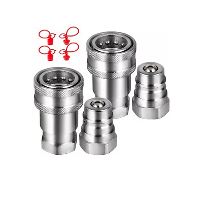 2 Sets of 3/8'' NPT ISO 5675 Quick Connect Hydraulic Couplers / Coupling