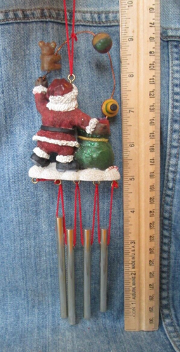 SANTA CLAUS FIGURINE WIND CHIMES Vintage Christmas Tree Ornament BX - Picture 2 of 2