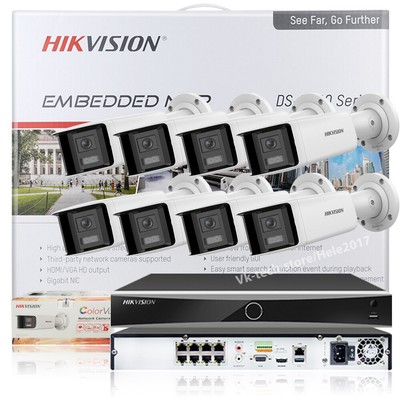 Hikvision 8CH System ColorVu 180 Panoramic IP Camera StrobeLight Audio Alarm Lot