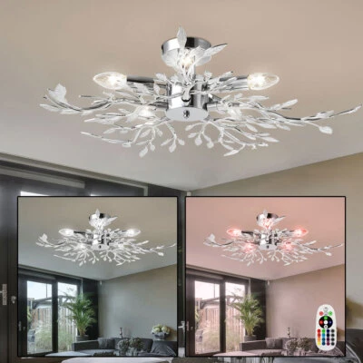 GLOBO LED Chrom Decken Lampe RGB Dimmer Fernbedienung Blätter Äste Design Flur Leuchte