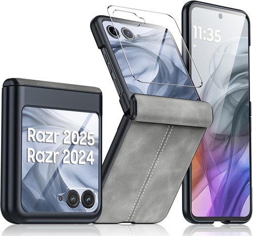 For Motorola Moto Razr Ultra 2025/Razr 2024 Hinge Protection Leather+PC Case - 第 11/18 張圖片