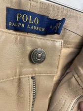 Polo Ralph Lauren 100 Leather Luxury Beige Lambskin Pants Size 4 NWT
