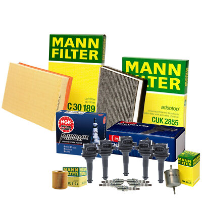 Mann Filters Denso 5 Coils NGK 5 Iridium IX Spark Plug Tune Up Kit For Volvo L5