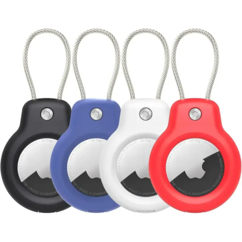 PC Lock Case With Wire Cable Key chain Protective Case for Apple AirTag Luggage - Foto 1 di 19