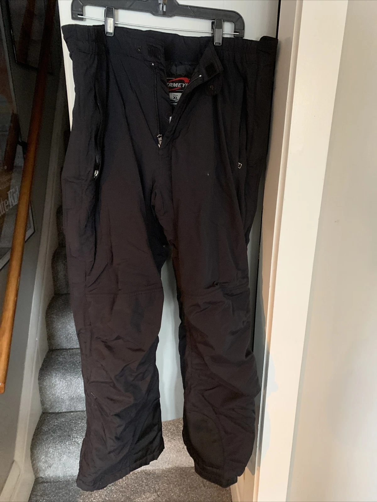 Obermeyer Men XL Windbreaker Rain Pants Lined Snow Black Waterproof