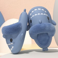 Winter Shark Slides Detachable Warm Fuzzy Slippers