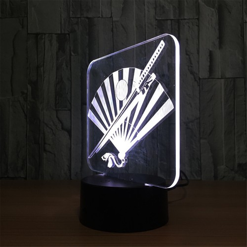 Fan 3D Night Light 7 Colors Change Touch LED Lamp Kids Bedroom Decor - Picture 8 of 8