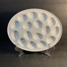 13 3/8" Cellar Deviled Egg Shaped Tray Dish Appetizers Holds 16 Eggs white