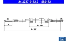 ATE 24.3727-0132.2 Cable Pull, Parking Brake Rear For SEAT Toledo VW Golf Jetta