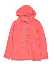 Hurley Womens Hooded Double Breasted Coat Uk 10 Small Pink Cotton Ii06