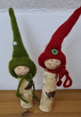 Zwei kleine Wichtel (Zwerge) Holz(ca 24 cm) oder aus Keramik (ca 12 cm)