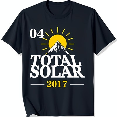 Men's Black T-Shirt with Bold Mountain and Sun Graphic 04 TOTAL SOLAR 2017