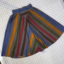 Vtg 70s striped Midi Skirt ILGWU Union Made Red, Black, blue, orange, chevron