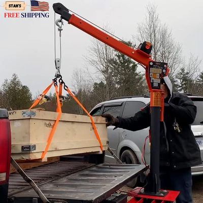 #ad New 1100lb Folding Truck Mounted Crane with Electric Winch 3500 lb 12V Painted S $587.27
