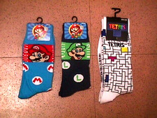 Iconic Nintendo video game logo SOCKS set TETRIS, Super Mario Bros MARIO  LUIGI