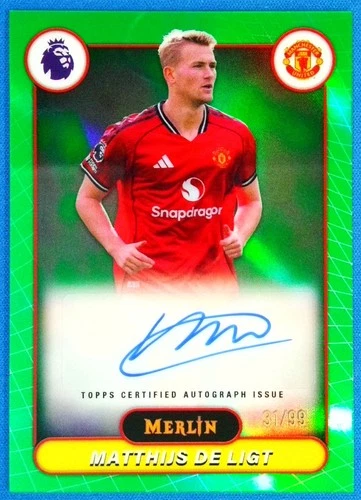 Matthijs de Ligt Auto /99 Green Refractor Man U 2025-26 Topps Merlin #MV-DL 2026