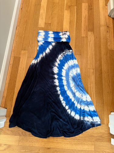 Jupe Longue En Soie Imprimée Bleue Christopher Kane - Taille S, Vintage, Avec Poches En Cuir