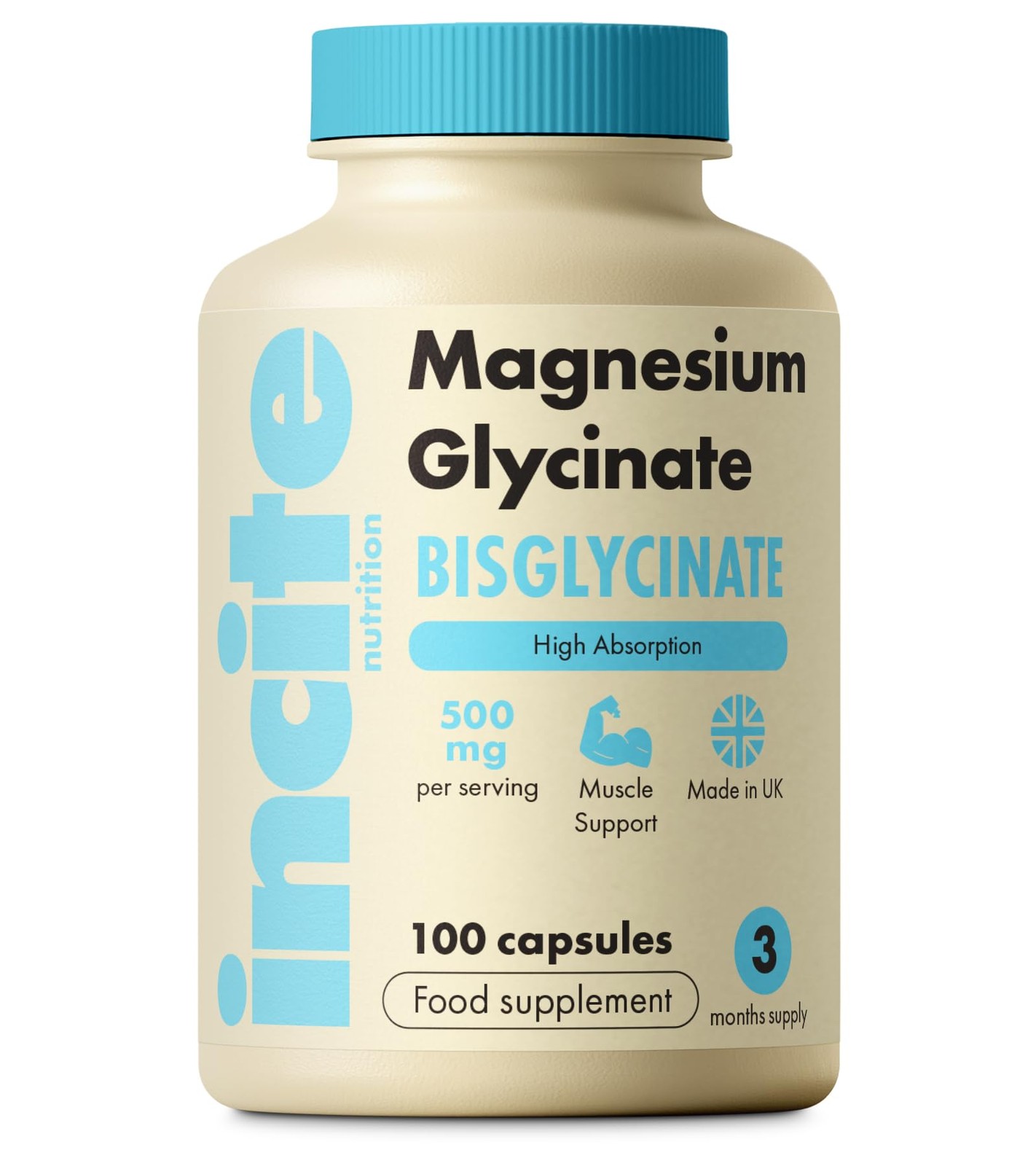 Magnesium Glycinate - 500mg - Premium Quality Natural - 100 count (Pack of 1)