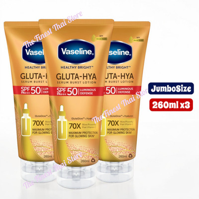 Vaseline Healthy Bright Gluta-Hya Serum Burst Sunscreen SPF50 - 260ml x 3