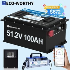 ECO-WORTHY 48V 100Ah Golf Cart LiFePO4 Battery Metal Case 48V 18A Charger