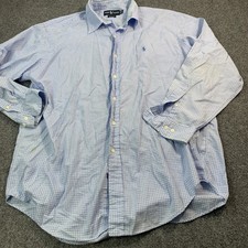 Polo Ralph Lauren Shirt Mens 16.5-34-35 Blue Check Long Sleeve Button Up