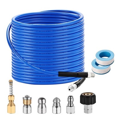 Selkie Pressure Washer Sewer Jetter Kit - 100Ft X1/4'' Hydro Drain Jetter Clea...