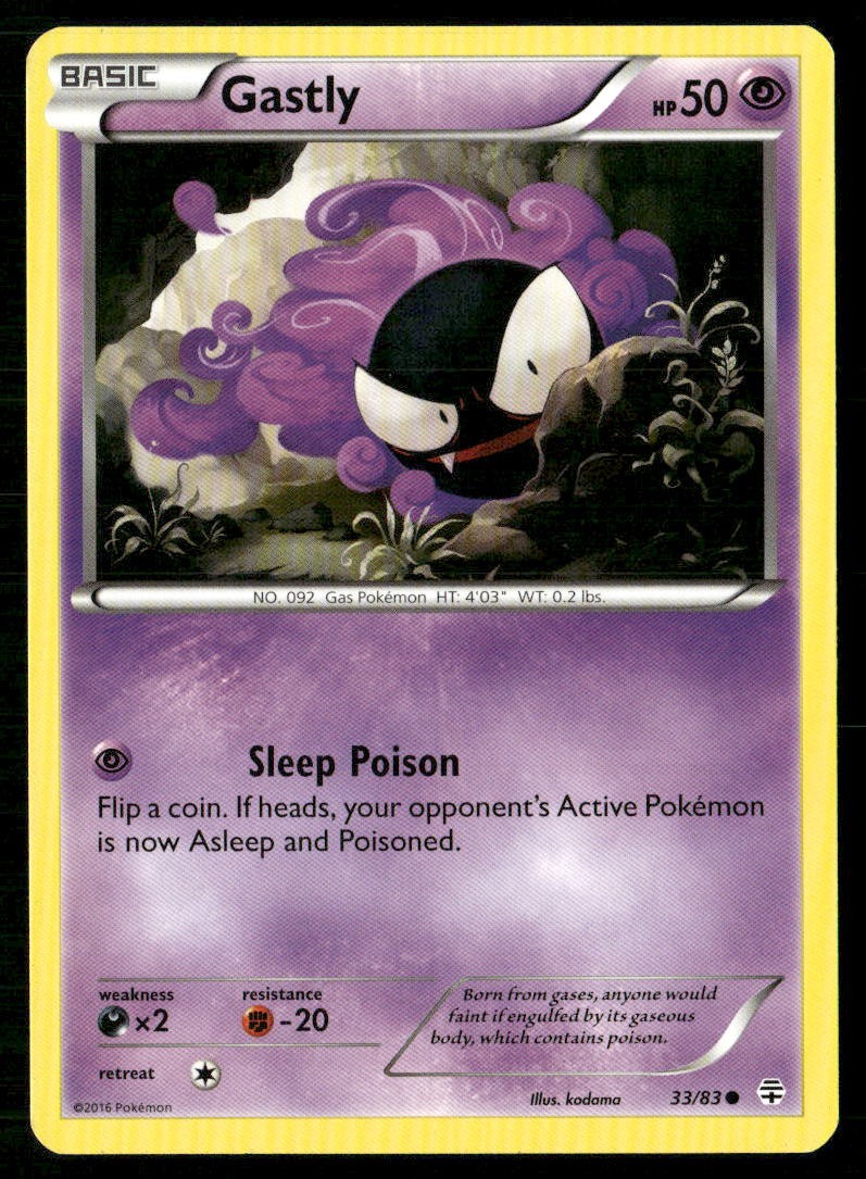 Gastly 33/83 Common Generations Pokemon Moderately Played