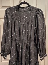 Madewell Smocked Mini Dress Womens Small Black Polka Dot Ruffled NWT