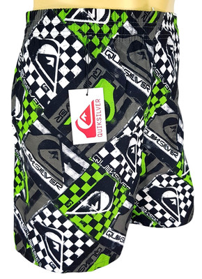 QUIKSILVER Herren schwarz & grün BADESHORTS Strand - 2XL - Taille 36-38'' - £69
