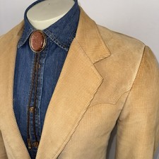 Pioneer Wear Jacket Western Blazer Corduroy Sport Coat Suede Yoke Vtg 70s Men 42