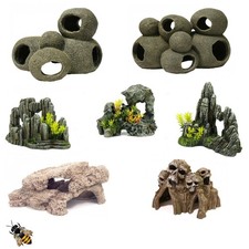 Rock Cave Tunnel Hide Aquarium Ornament Fish Tank Decoration Reef