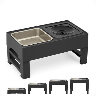 2-in-1 Elevated Dog Bowls For Dogs 4 Adjustable Heights Raised Pet Bowl Stand