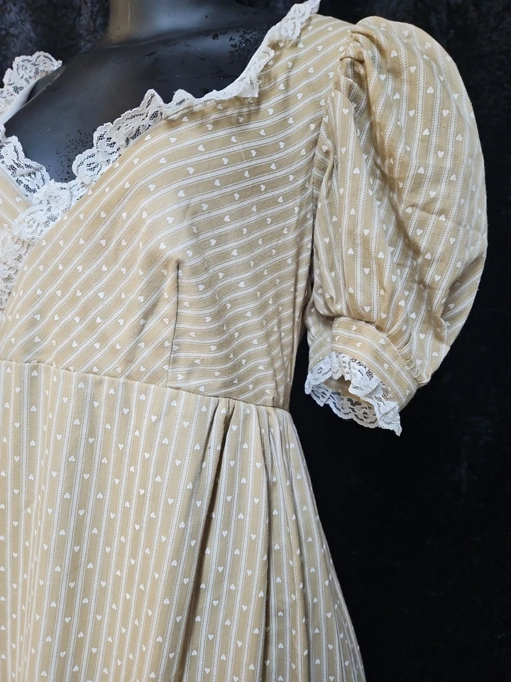 JANE AUSTEN RUST Regency Dress COTTON and lined UNDER 34" BUST  WITH FEATHER - Image 4 of 4