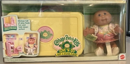 Cabbage Patch Kids Love 'N Go Doll Playset Blue  Eyes No Hair 6" Mattel 1995-NIB