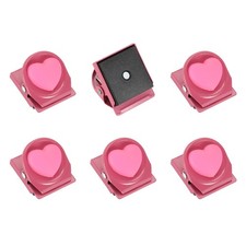 6Pcs Heart Fridge Magnets Clips, Pink
