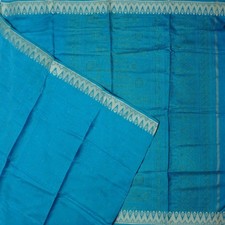 Namaste Vintage Blue Sarees 100 Pure Silk Printed Indian Sari 5YD Craft Fabric