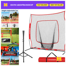 Baseball & Softball Training Net with Batting Tee - 7x7 ft Practice Equipment