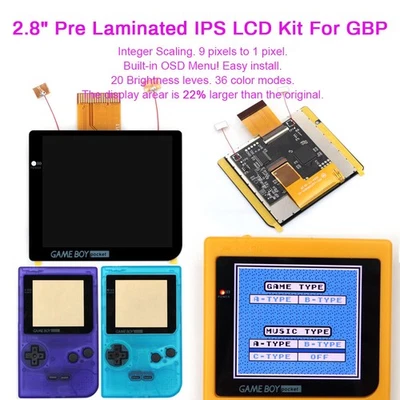 Hispeedido GBP 2.8" Laminado IPS LCD Pantalla Retroiluminación Kit Para Gameboy Pocket