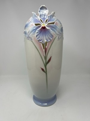 Franz Collection Orchid Vase Open Work Porcelain XP1823 Signed 15.5'' Tall w/ Box