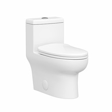HOROW Elongated One Piece Toilet Dual Flush 1.1/1.6 GPF , 12'' Rough-In, White
