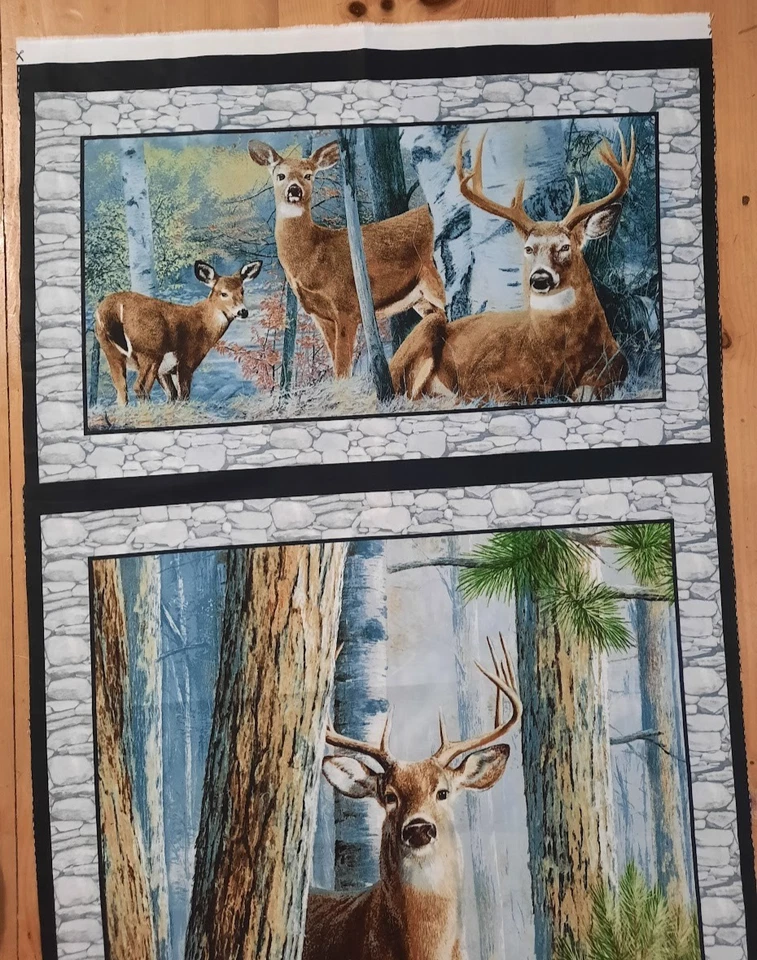 Quilting Treasures Deer Fabric Panel Forest Nature Buck Doe 23" x 43" Unwashed - Image 3 of 4