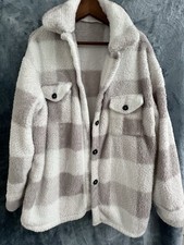 Sherpa Plaid Button Down Long Sleeve Women s Size Large, SUPER SOFT
