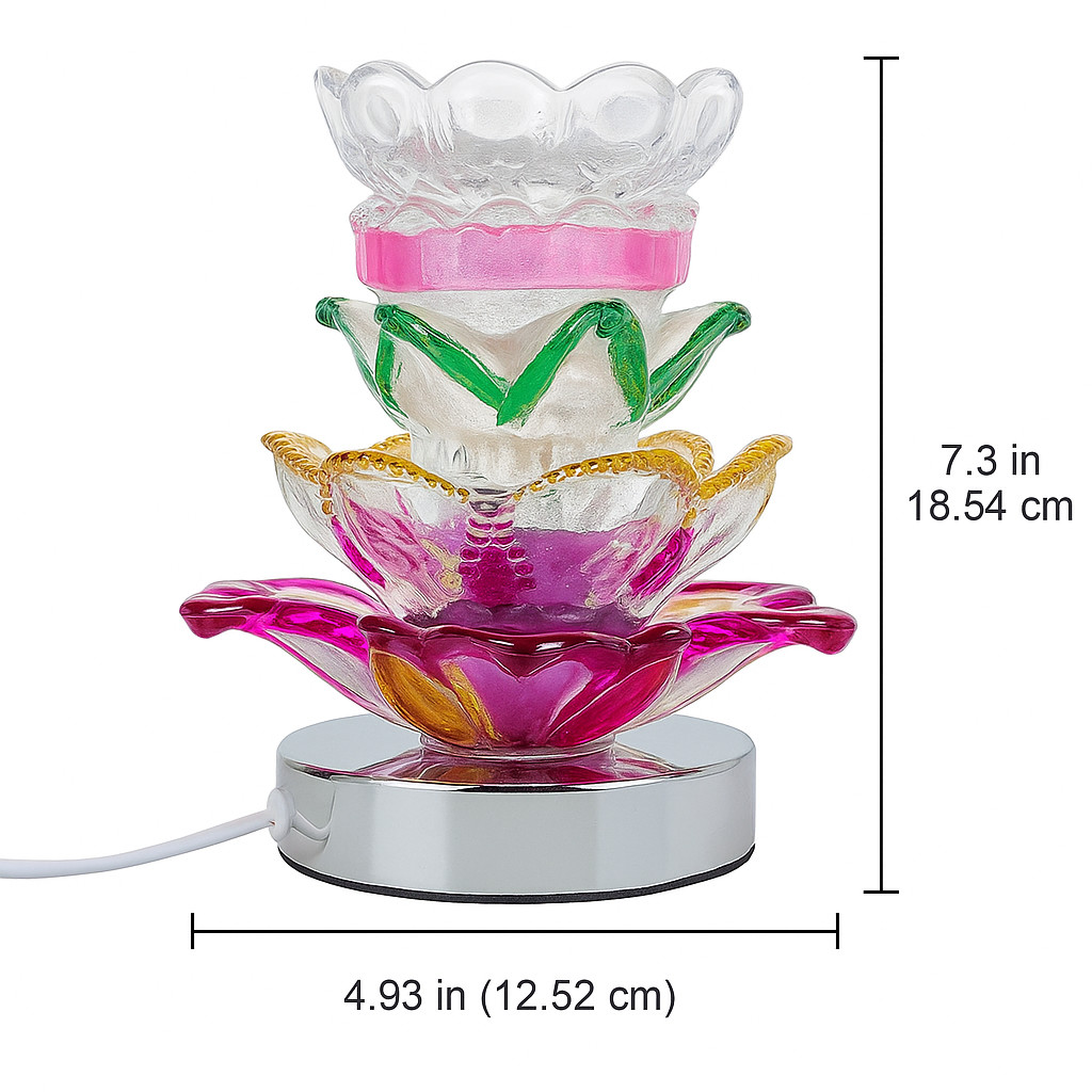 Electric Oil Burner, Decorative Multi-Color Lotus Crystal Home Spa Yoga Oil Lamp