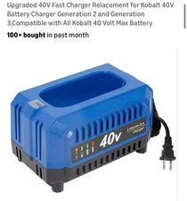 Upgraded 40V Fast Charger Relacement for Kobalt 40V Battery Charger Generation 2