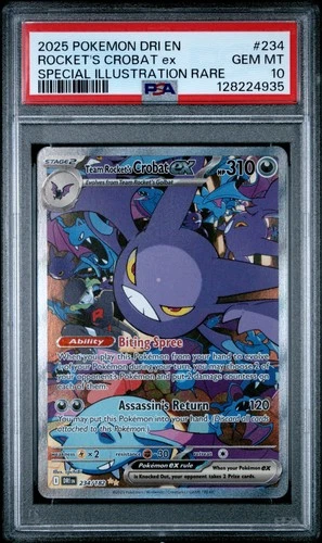 2025 POKEMON DRI EN-DESTINED RIVALS #234 TEAM ROCKET'S CROBAT EX PSA 10