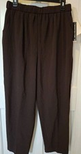 Briggs New York Stretch Elastic Waist Dress Pants Women's Sz 12 Brown Pockets
