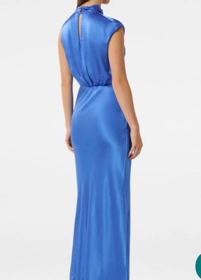 forever new blue satin dress Ever New high neck satin maxi dress in blue