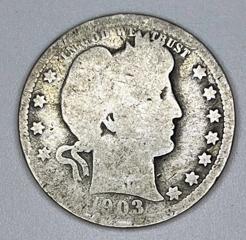 1903 O Barber Quarter 25C 25 Cents 90% Silver USA Coin New Orleans Mint